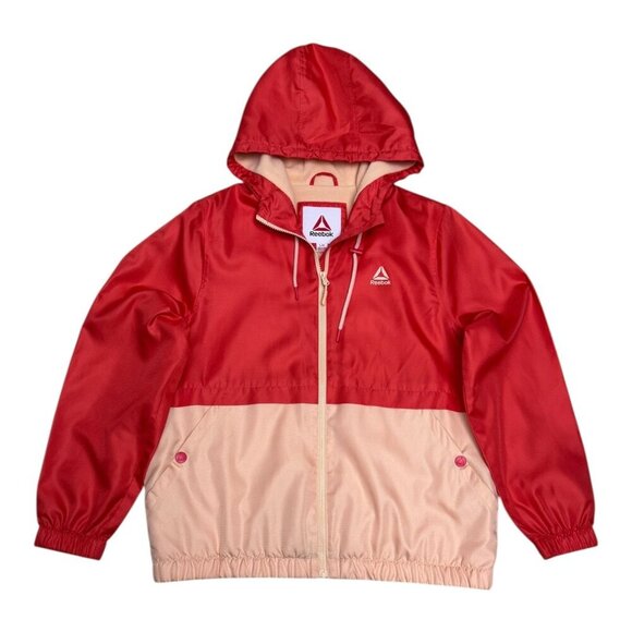 Reebok Jackets & Blazers - REEBOK Light Activewear Peach Hooded Windbreaker Fleece Jacket Womens Large